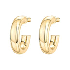 PAVOI 14K Gold Plated 6.5mm Chunky Open Hoop Earring for Women, Yellow Gold