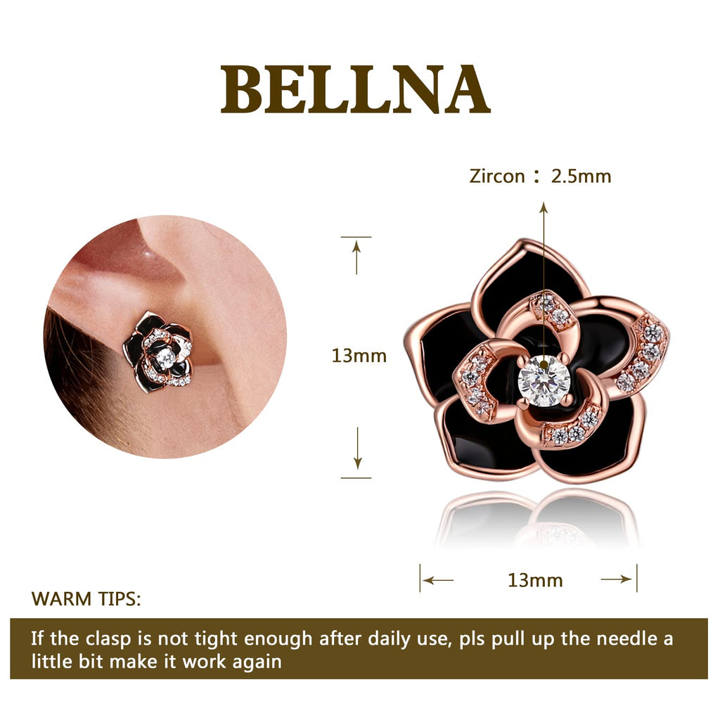 14K Gold Rose Flower Sterling Silver Stud Earrings For Women Dainty Rose Gold Pearl Earrings Hypoallergenic Earrings Cute Studs For Her Nickel Free