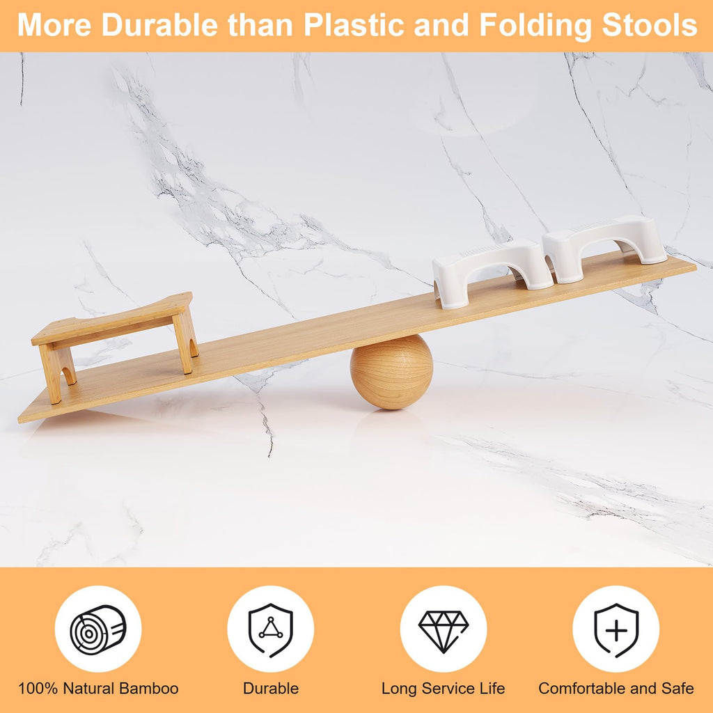 Uaniar 2 Pack Wood Toilet Stool Squat Adult, Bamboo Poop Stool for Bathroom, 7 Inch Potty Squatting for Adults, Wooden Toilet Squat Step Stools for Pooping, Bathroom Pooping Stools for Kids