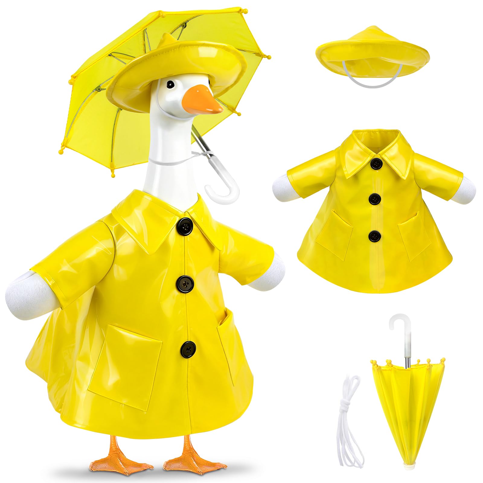 3 Pcs Raincoat Porch Goose Outfit,Summer Lawn Goose Statue Raincoat Costume