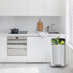 BestMassage 13 Gallon (50L) Stainless Steel Trash Can with Lid, Removable Inner Bucket, Foot Pedal, Soft Close for Home, Kitchen, Office