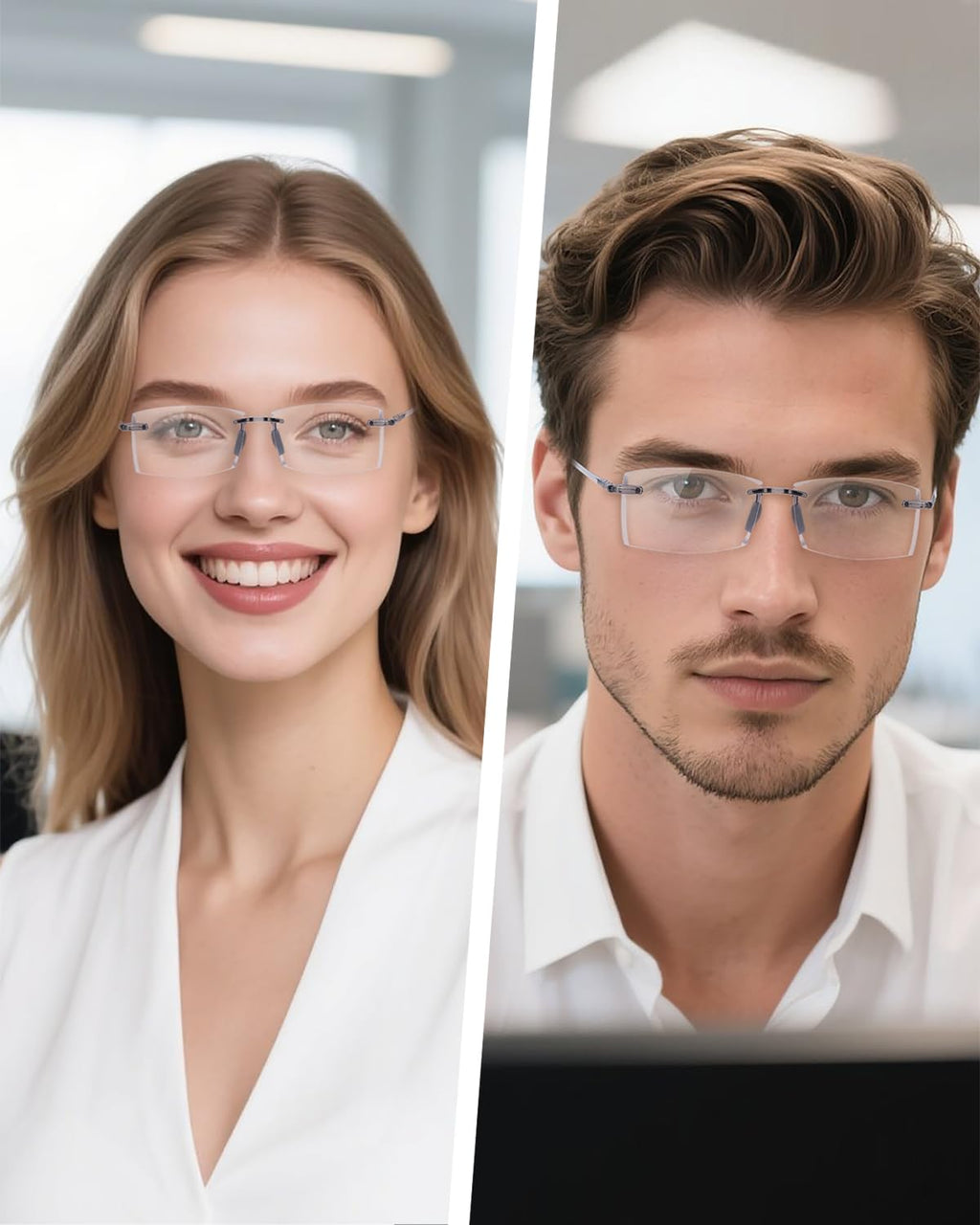 TERAISE Rimless Reading Glasses Comfortable Lightweight Frameless Reader 3 Pack Men and Women Blue Light Blocking Computer Eyeglasses(2.0X)