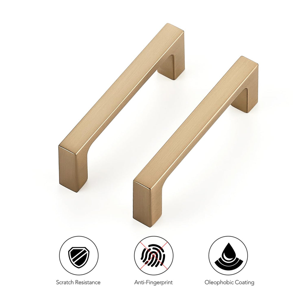 Ravinte 30 Pack Solid 3 Inch Square Cabinet Handles - Champagne Bronze Pulls for Drawers and Kitchen Cabinets - Hardware