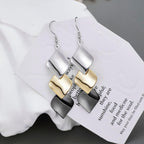 GLPAHA Tri-color Square shiny Drop Earrings for women 925 Sterling Silver Hooks