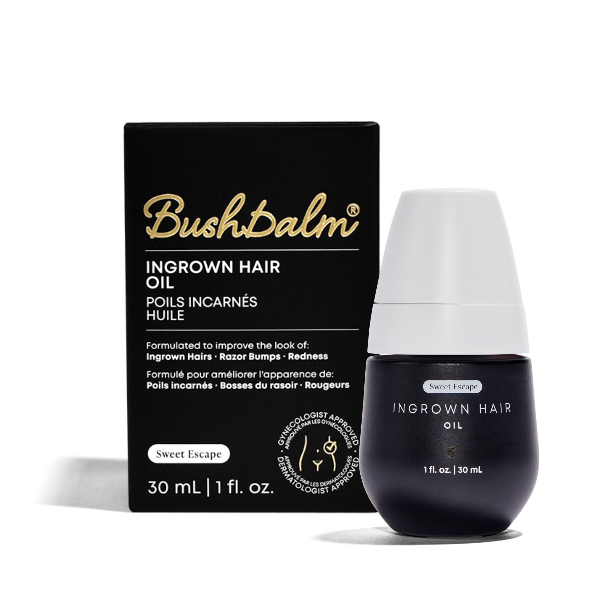 Bushbalm Ingrown Hair Oil - Helps Prevent and Repair Skin from Ingrown Hairs, Razor Burn & Underarm Bumps - Soothe Skin from Post Shave Itchiness, Irritation and Redness, 30 ml - Sweet Escape Oil