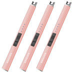 RAYONNER Electric Candle Lighter - USB Rechargeable, Flameless Plasma, Windproof, Pocket Size for Candle, Cooking, BBQ, Firework (Rose Gold, 3 Pack)