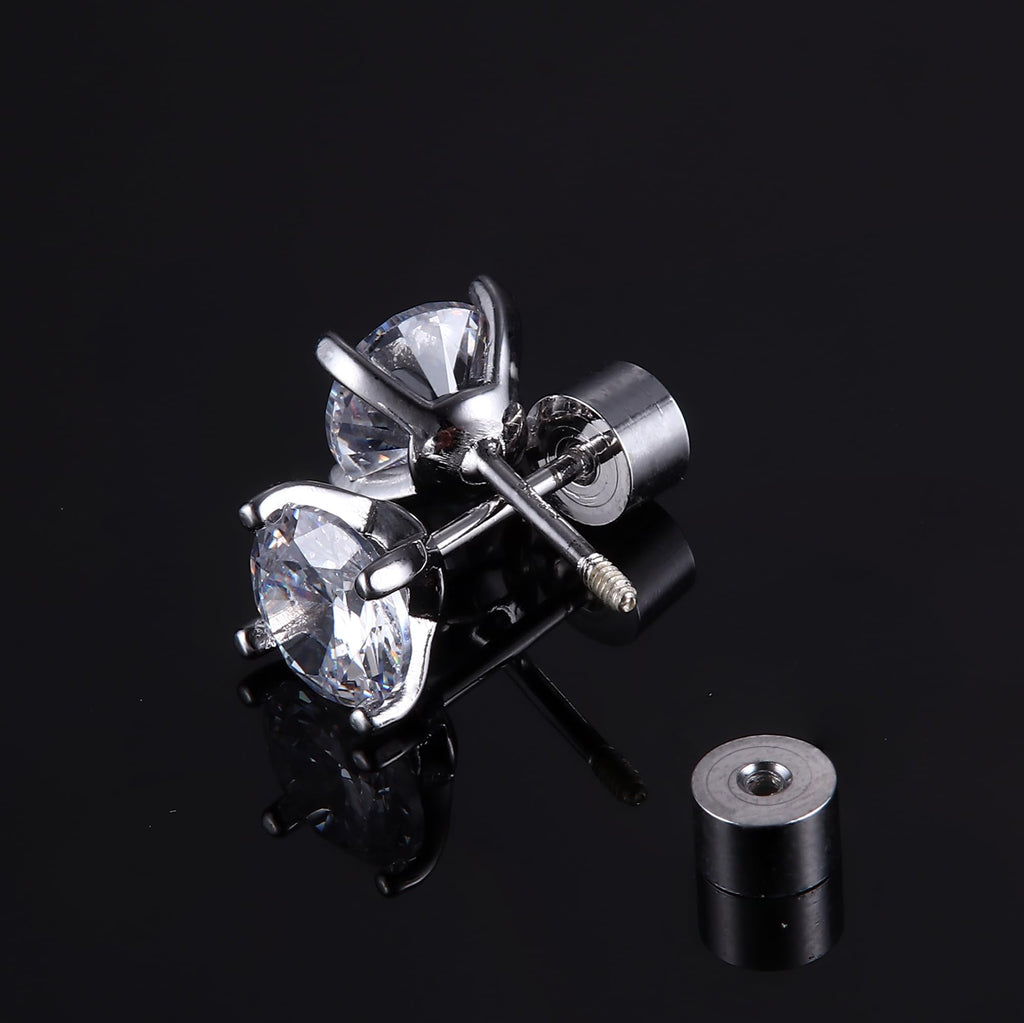 MILACOLATO 5 Pairs 925 Sterling Silver Stud Earrings for Women 6MM CZ