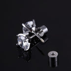 MILACOLATO 5 Pairs 925 Sterling Silver Stud Earrings for Women 6MM CZ