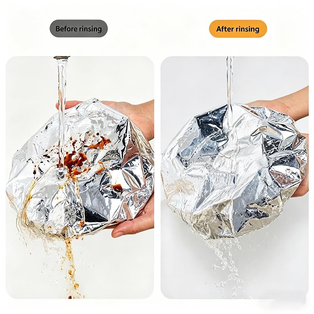 200 PCS Aluminum Foil Food Covers, Upgraded&Thickened Reusable Aluminum Foil Food Covers, 110℃ Heat Resistant Elastic for Meals Vegetable Fruit Leftovers for Kitchen Reusable Picnic Restaurant