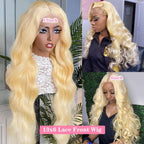30 Inch Lace Front Wig Human Hair 13x6 Body Wave Blonde Lace Front Wigs Human Hair Transparent 613 HD Lace Frontal Wig Pre Plucked with Baby Hair 180% Density