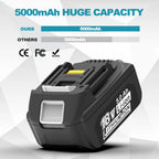 CHAUNVEN 2 Packs 5.0Ah 18V Battery Replacement for Makita 18V Battery BL1850B BL1840B 1860B BL1830B BL1815B Compatible with Makita 18 Volt Cordless Power Tool and Charger