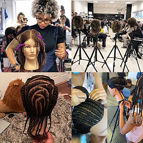 Mannequin Head 100% Real Hair for Cosmetology Manikin 16 Inch Doll Head Hairdresser Hairstylist Training Practice Styling Braiding Styling Curling Coiling Display Cosmetology with Stand