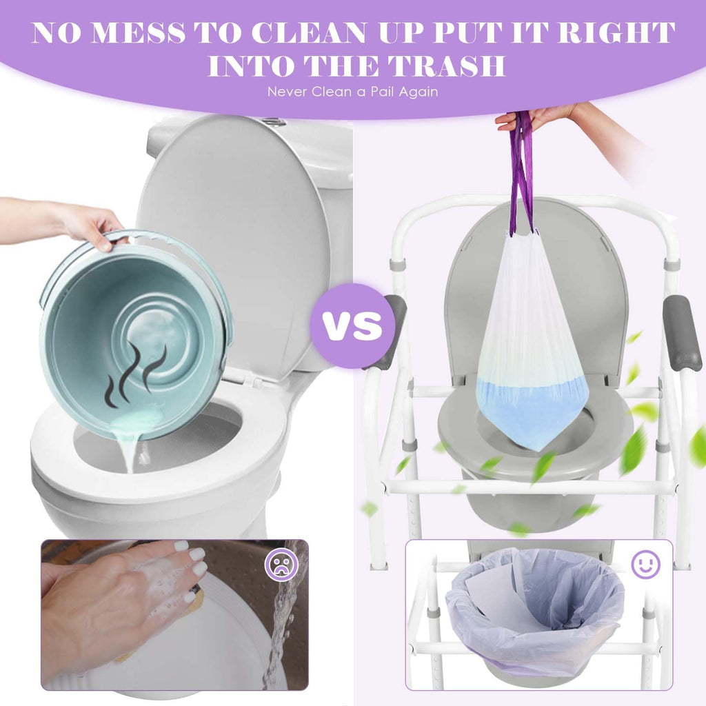 Elzrghs Commode Liners with Absorbent Pads for Bedside Commode, Commode Toilet,50 La-Vender Scented Bedside Commode Liners and 50 Commode Pads, White