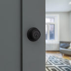 Kwikset 660 Deadbolt Lock, Matte Black Round Exterior Keyed Front Entry Door, Pick Resistant SmartKey Rekey Security, Single Cylinder Dead Bolt