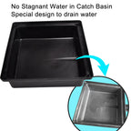 Prestantious Catch Basin Gutter Downspout Extensions, 12"×12" Low Profile Catch Basin Downspout Extender with 2" ID Flexible Pipe, No Deep Dig Needed, Rainwater Diverter, Pipe Stretched Length 8.2ft