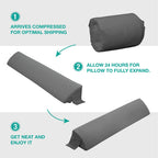 Vekkia Queen Bed Wedge Pillow for Headboard Gap, 0–6" Gap Filler with Side Pockets & Washable Cover, Gray 60"x10"x6"