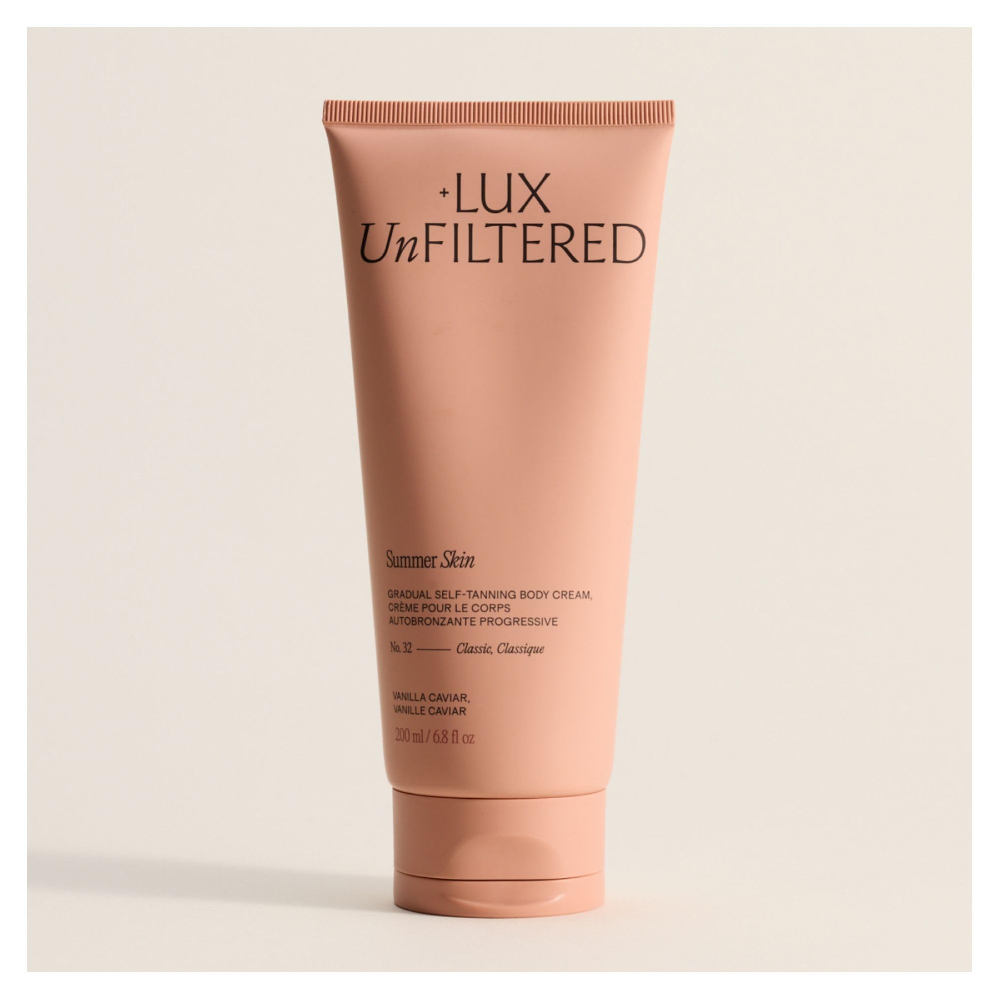 Lux Unfiltered N°32 Summer Skin Gradual Self Tanner, Hydrating Self Tanning Lotion with Shea Butter & Squalane - Non-Sticky, No Transfer, Natural-Looking - Vegan Sunless Tanner - Vanilla Caviar