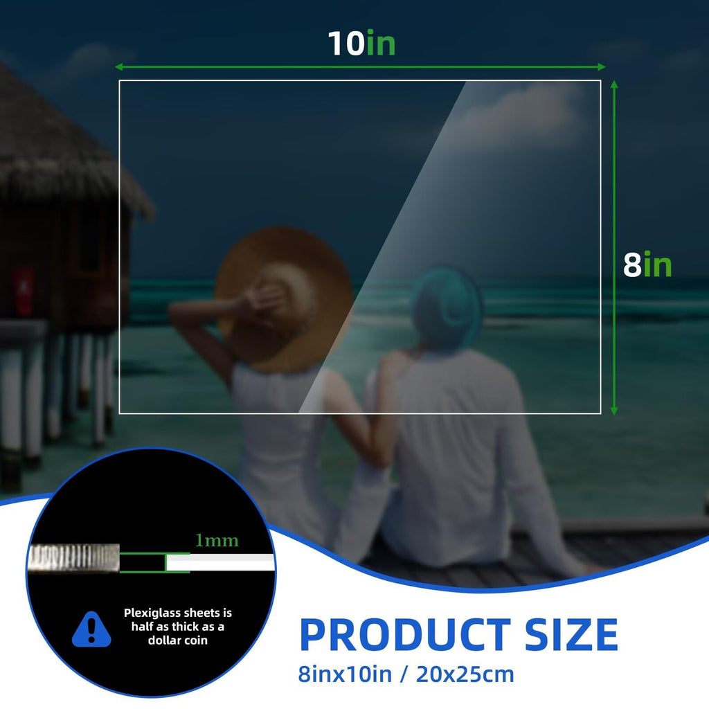 (10 Pack) 8" x 10" Clear Plexiglass Sheets 1mm Thick