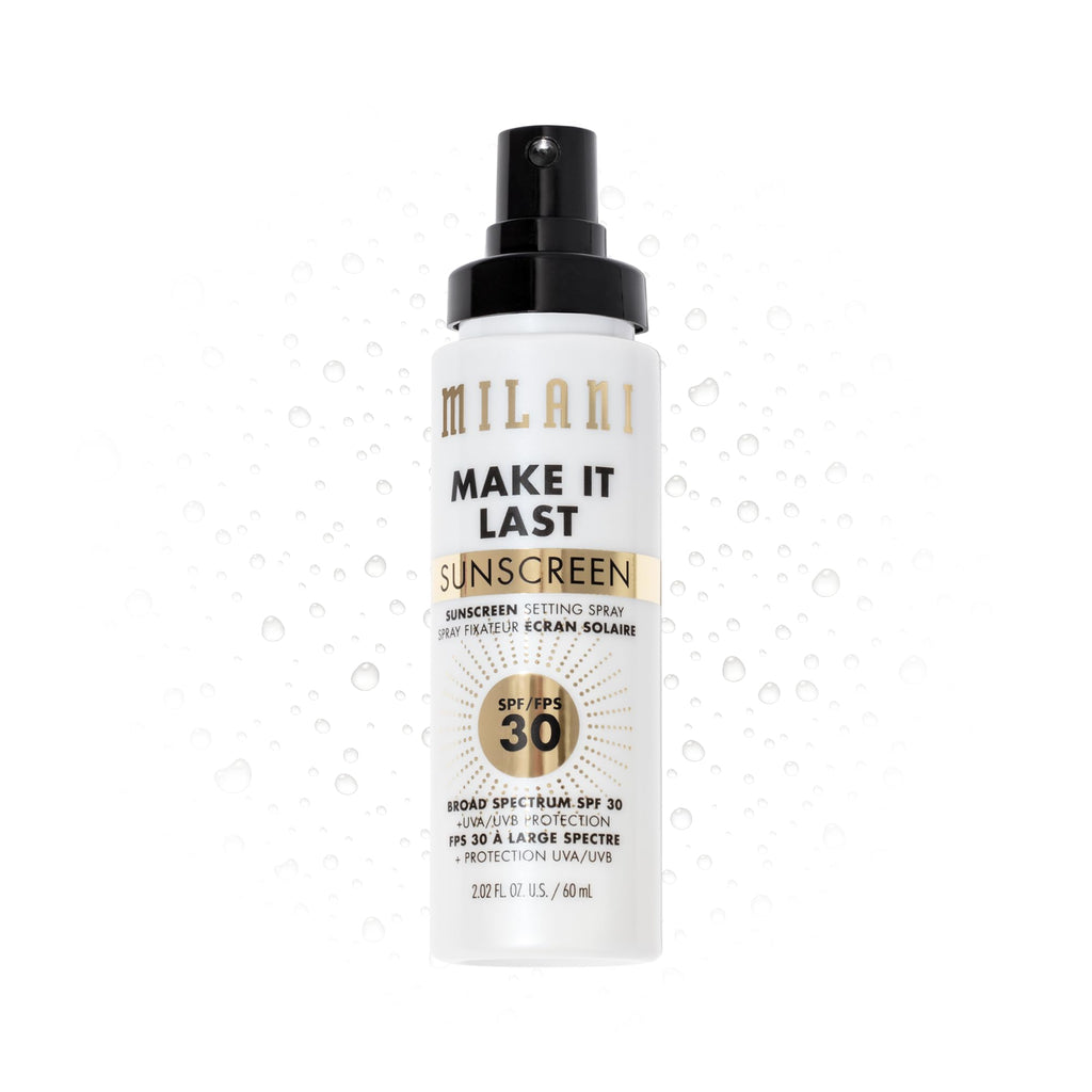 Milani Sunscreen Setting Spray + Primer, Make It Last Sunscreen for Face- SPF 30 UVA & UVB Protection Antioxidant Rich Formula for Broad Spectrum Protection, Prime + Set + Protect, 2.02Fl. Oz - 2 Pack