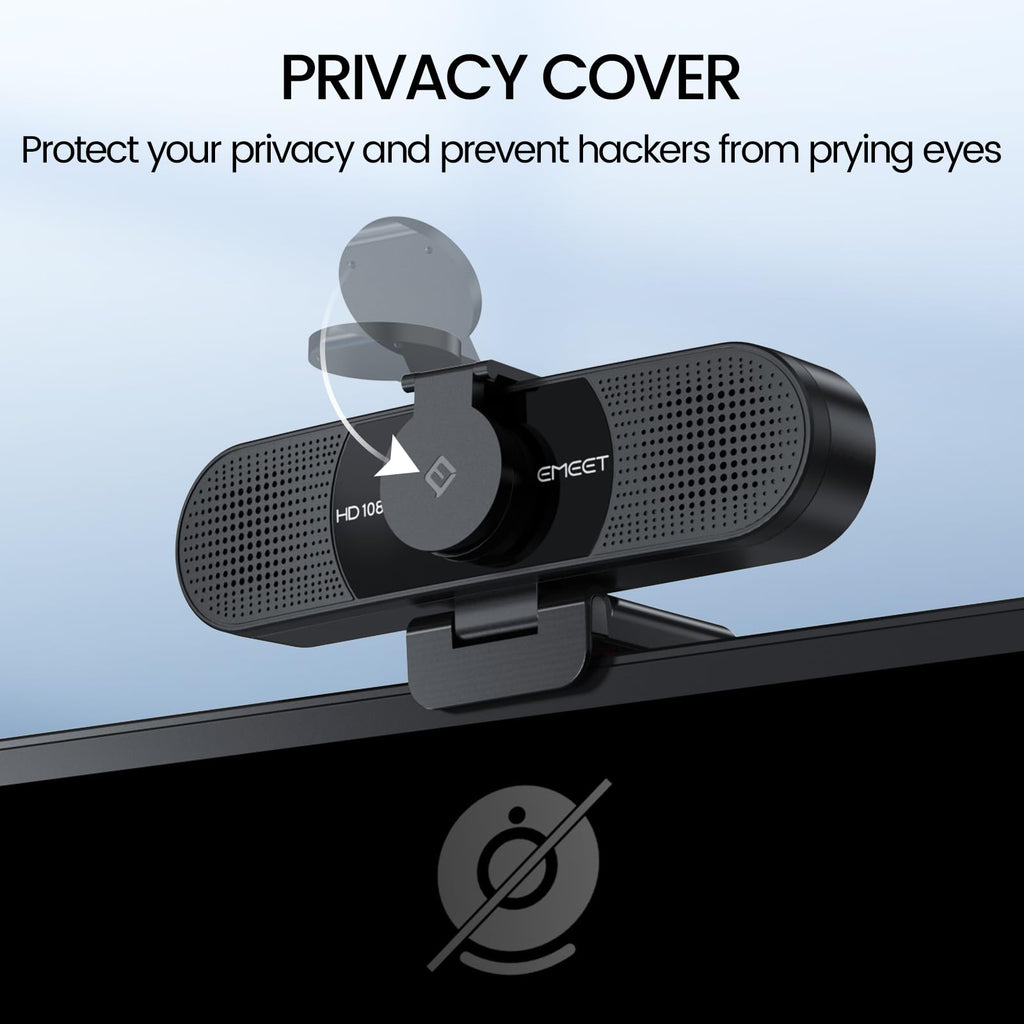 EMEET C960 1080P Webcam with Microphone, 2 Mics, 90° FOV, Computer Camera