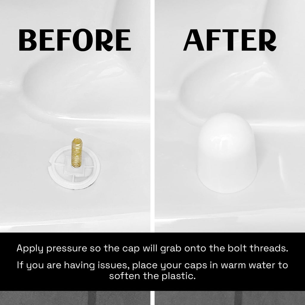 Stinky John's Tall Toilet Bolt Caps - Universal Fit with a Round Top - White Caps (4)