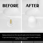 Stinky John's Tall Toilet Bolt Caps - Universal Fit with a Round Top - White Caps (4)