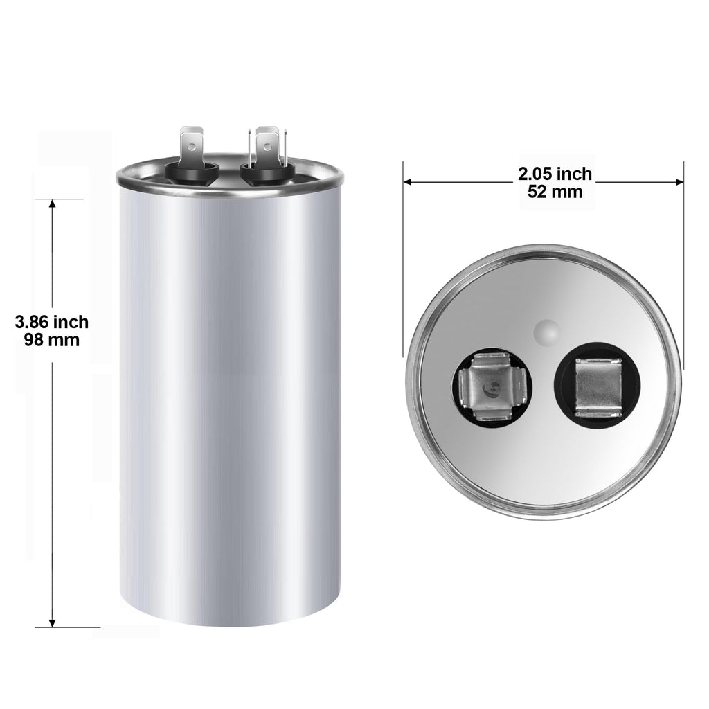 [UL Recognized] FOCSPROD 40 uF 40 MFD ±6% 370V/440V CBB65B AC Capacitor, Single Run Round Capacitor Replacement, 40 uF 440 Volt HVAC for AC Unit Fan Motor or Condenser Straight