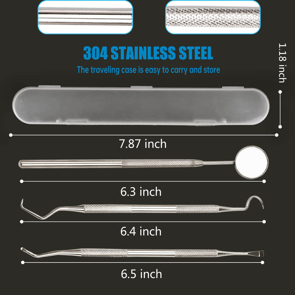 3Pcs Dental Tools, Surgical Stainless Steel Dental Picks for Teeth Cleaning