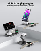 UEQ Foldable 3 in 1 Wireless Charging Station for Apple Magsafe Charger Stand,Fast Magnetic Wireless Charger Station for iPhone 18 Pro Max 17 Air 16 15 14 13 12 Series,Apple Watch,AirPods(Pure Black)