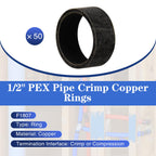 50 Pack 1/2" PEX Copper Crimp Rings, for Pex Pipe Connection