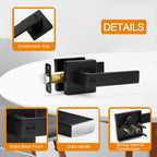 Sopoby 6 Pack Matte Black Door Handles Privacy Door Levers, Keyless Interior Door Knobs Square Door Levers Heavy Duty Door Locks for Bedroom Bathroom, Reversible Flat Levers