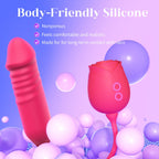 Vibrator Dildo Sex Toys for Women - MOOLIGIRL Rose Sex Toy with Thrusting G Spot Vibrators & 10 Sucking Modes for Clitoral Nipple Stimulation Anal Dildos Adult Sex Toys Games for Couples Sex Machine
