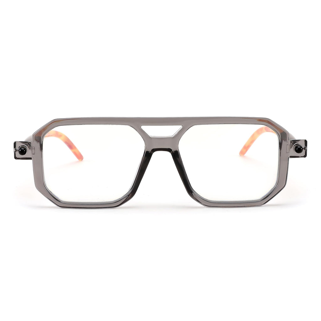 FEISEDY Reading Glasses Vintage Square Blue Light Blocking Glasses Women Men 70s Flat Aviator Glasses B0090 Grey 1.5x