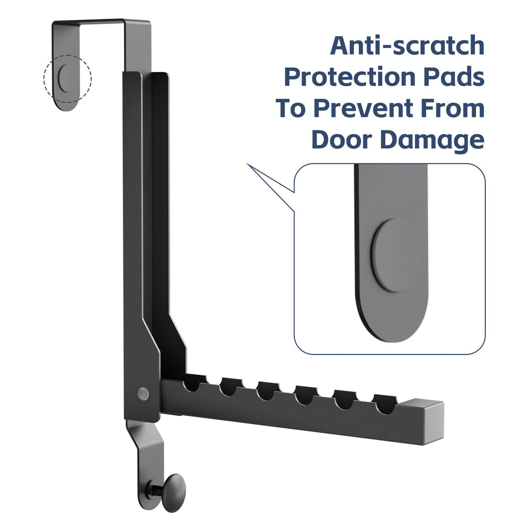 2 Pack Heavy Duty Over The Door Hooks, Over The Door Clothes Hanger, Over The Door Hanger, Foldable Over The Door Drying Rack for Laundry, Over Door Hook for Hanging Clothes,Rust-Resistant,Black