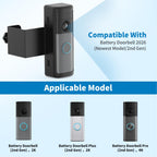 Anti-Theft Ring Doorbell Mount for 2026 Newest Ring Battery/Other Doorbell/Plus/Pro (2nd Gen), No-Drill Camera Doorbell Kits, Non-Blocking Motion Sensor, Accessories for Apartment & Rental, Black
