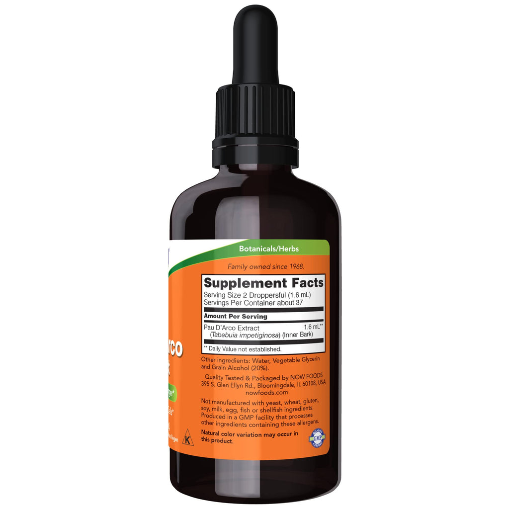 NOW Supplements, PAU D'Arco Extract Liquid with Dropper, Free Radical Scavenger*, 2-Ounce (Pack of 2)
