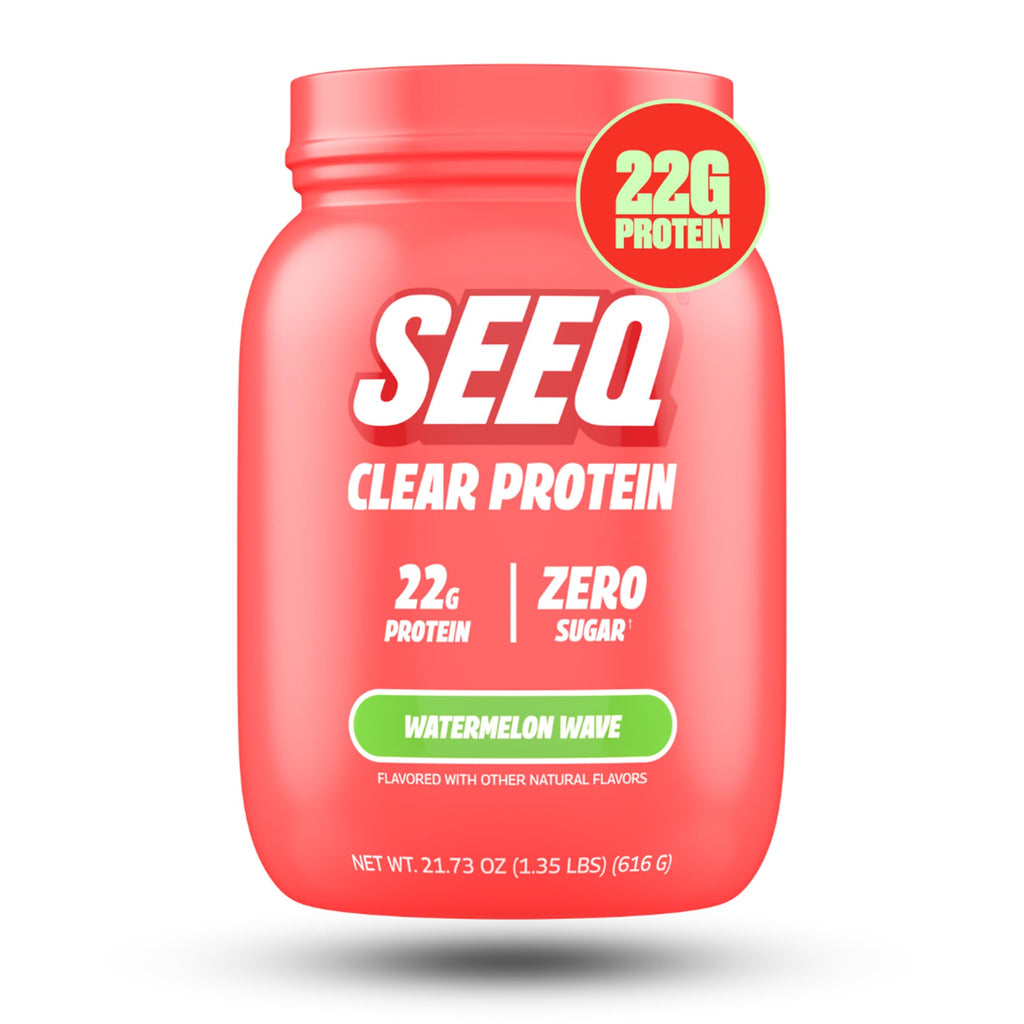SEEQ Clear Protein Powder - Watermelon Wave - 22 Servings - 22g Clear Whey Protein Isolate - Zero Sugar - 0g Lactose - Allergen Friendly - GLP1 Support - Bone Health - Muscle Post Workout Recovery