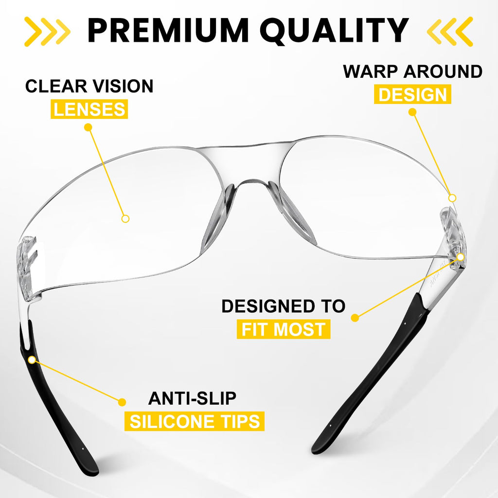 30 Pack Clear Safety Glasses for Men Women,Scratch & Impact Resistant