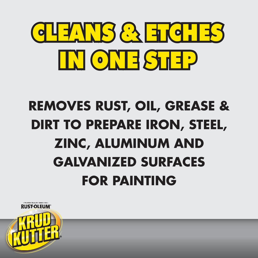 Krud Kutter Metal Clean and Etch, 1 Gallon, Prepaint Surface Prep for Metal, Removes Rust, Dirt and Residue, Helps Improve Coating Adhesion, Low Odor Formula for Steel.