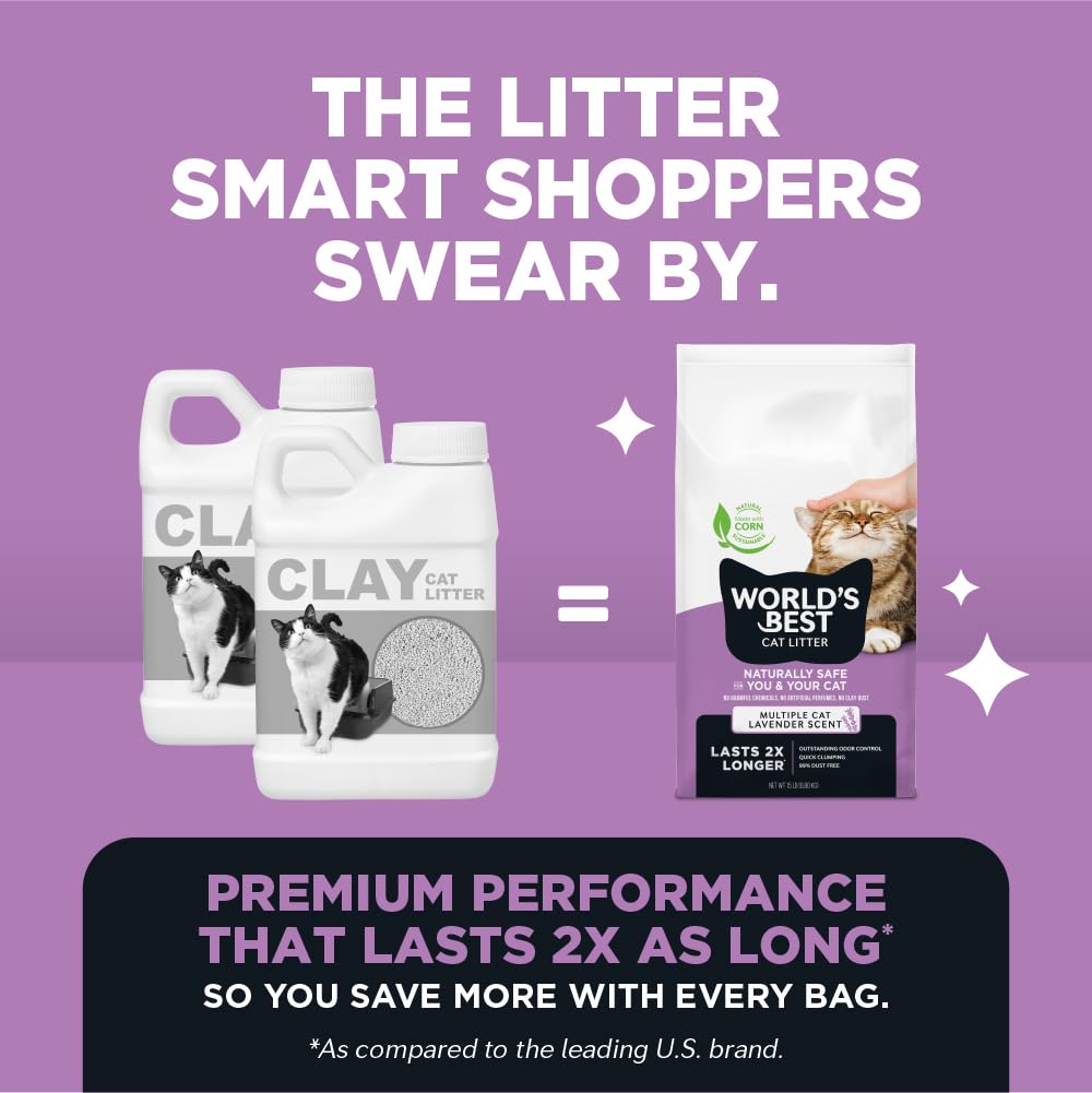 World's Best Cat Litter Lavender, Long-Lasting Odor Control, 15 lb Bag