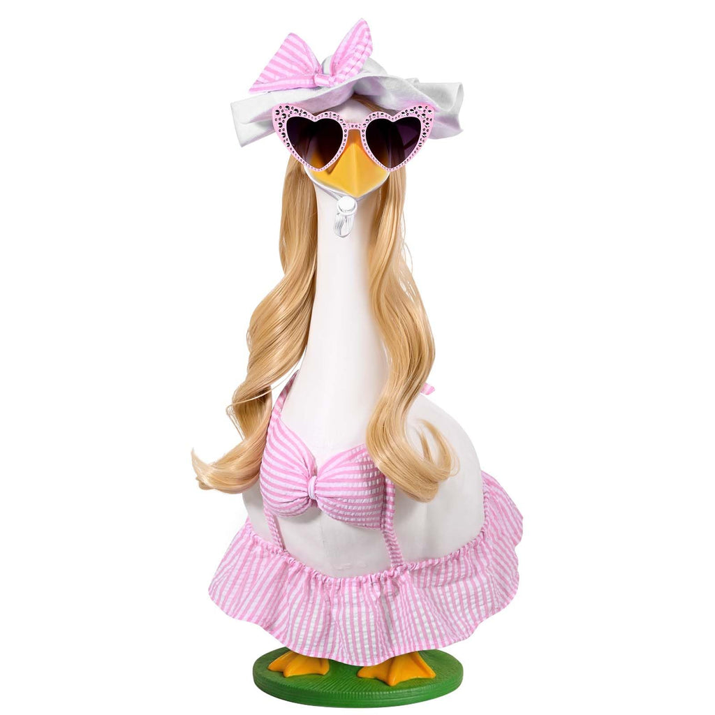 JcHrmers Bikini Goose Outfit Summer Porch Goose Outfits Hawaiian Lawn Goose Clothes Fits 23" Cement Plastic Goose Statue for Summer Outdoor Garden Yard Patio Art Decor