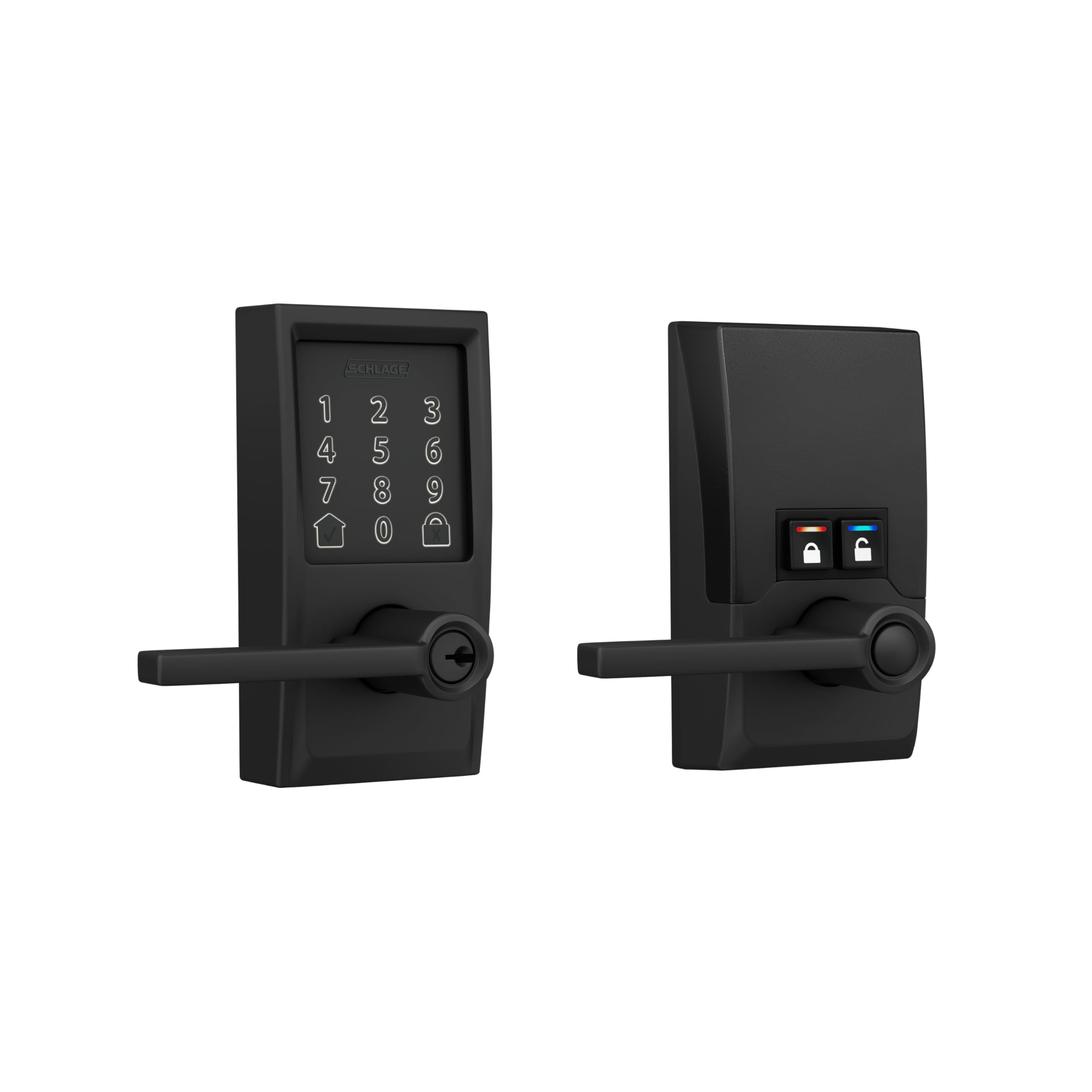 Schlage Encode Smart Wi-Fi Lock with Lever Handle, Touchscreen Keypad, Keyless Entry Door Lock, App Control, Alexa, Google Home and Airbnb Compatible, Matte Black, FE789WB CEN 622 LAT