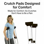 Crutch Pads & Hand Grip Covers for Underarm Crutches – Comfortable Soft Cushion Set, Breathable & Washable – Armpit & Handle Padding Crutch Accessories for Adults – Crutcheze – Black