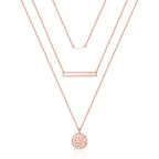 Turandoss Triple Layer Necklace for Women, Rose Pearl Bar Disc Pendant