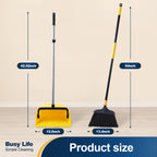 Yocada Commercial Broom and Dustpan Set with Comb Commercial Outdoor Indoor for Courtyard Garage Lobby Mall Market Floor Home Kitchen Room Office Pet Hair Rubbish
