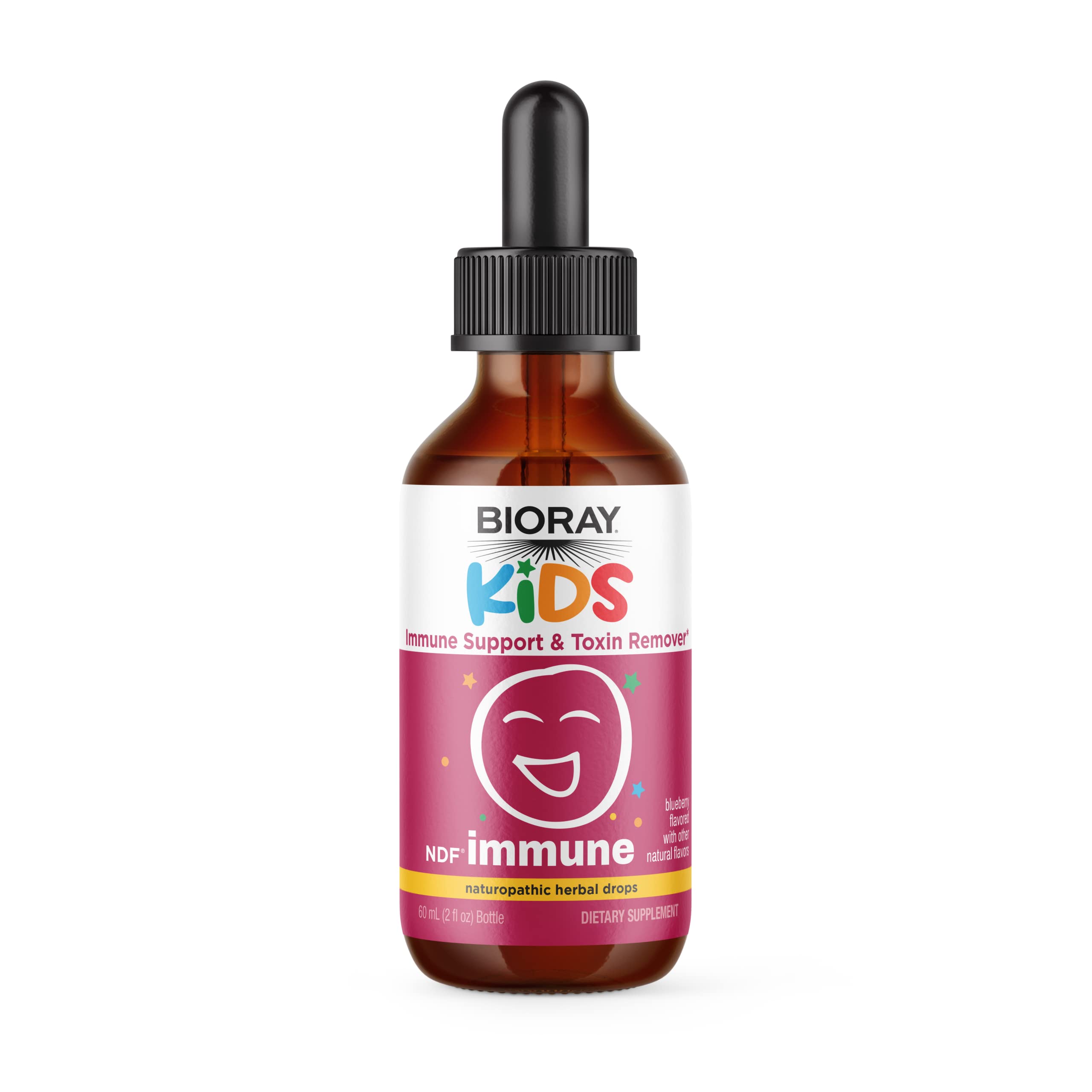 BIORAY Kids NDF Immune, Blueberry - 2 fl oz - Immune Support & Toxin Remover - Non-GMO, Vegan, Gluten Free - Approx. 30 Servings