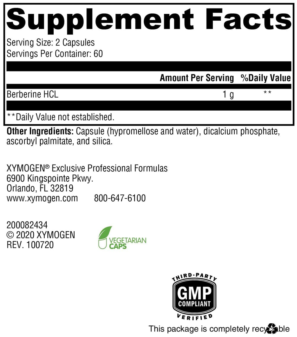 XYMOGEN Berberine - Plant-Based Berberine HCl Supplement for Cellular Metabolic & Immune Support* - Non-GMO, Gluten-Free, Vegan - 120 Capsules
