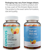 Amazon Basics Fish Oil 303 mg, Lemon, Orange & Strawberry-Banana Flavors, 90 Gummies (2 per Serving), EPA and DHA Omega-3 Fatty acids (Previously Solimo) (Pack of 2)