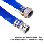 3" x 100' Blue PVC Backwash Hose for Swimming Pools, Heavy Duty Discharge Hose Reinforced Pool Drain Hose with Aluminum Camlock C and E Fittings