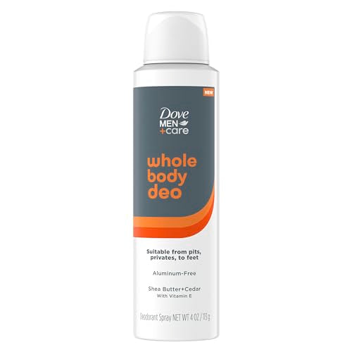 Dove Men+Care Whole Body Deo Aluminum-Free Deodorant Spray with Aloe + Bamboo and Shea Butter + Cedar Suitable from Pits, Privates, to Feet 4 oz 2-Pack